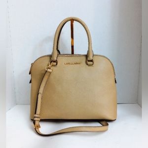 Michael Kors tan beige convertible crossbody satchel purse shoulder bag